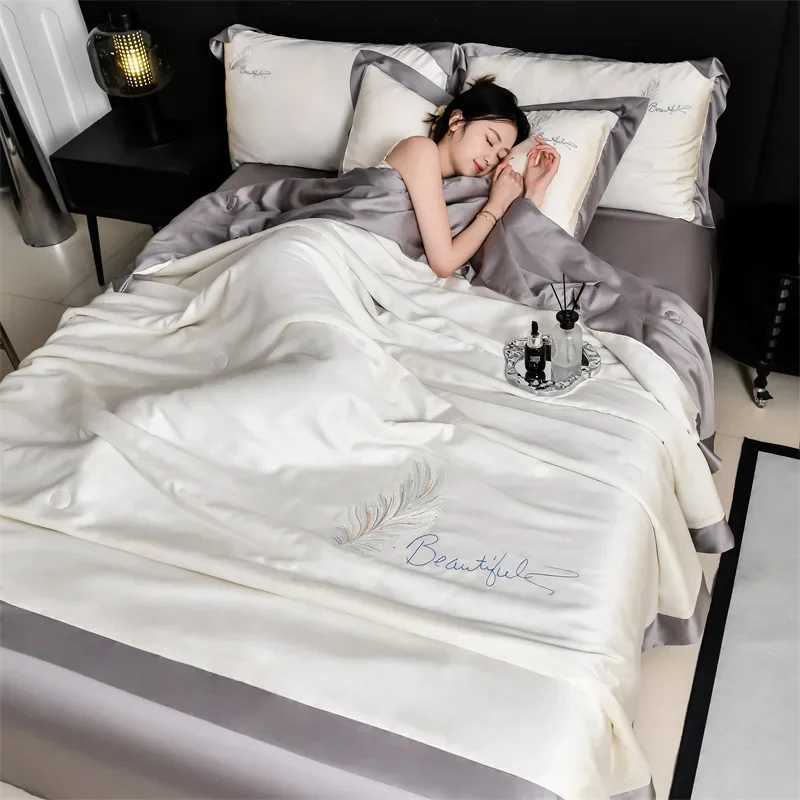 embroidery washed summer quilt 3-piece set four-piece set embroidered ice silk summer cool quilt air conditioner quilt D260317