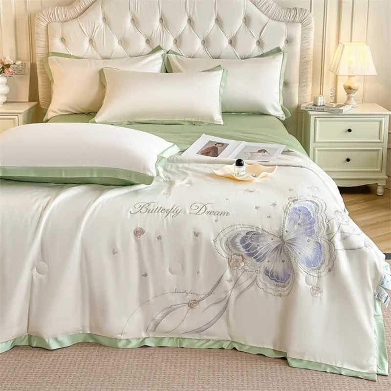 Embroidery Washed Silk Summer Quilt Four-piece Dormitory Xia Liang Quilt Three-piece Sheet Set - Butterfly D260317