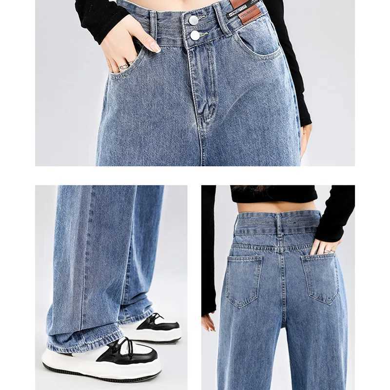 Hot Sale s Classic Fashion High Waist Jeans Female Korean Baggy Solid Pants Women Straight Leg Casual Denim Trousers M260317