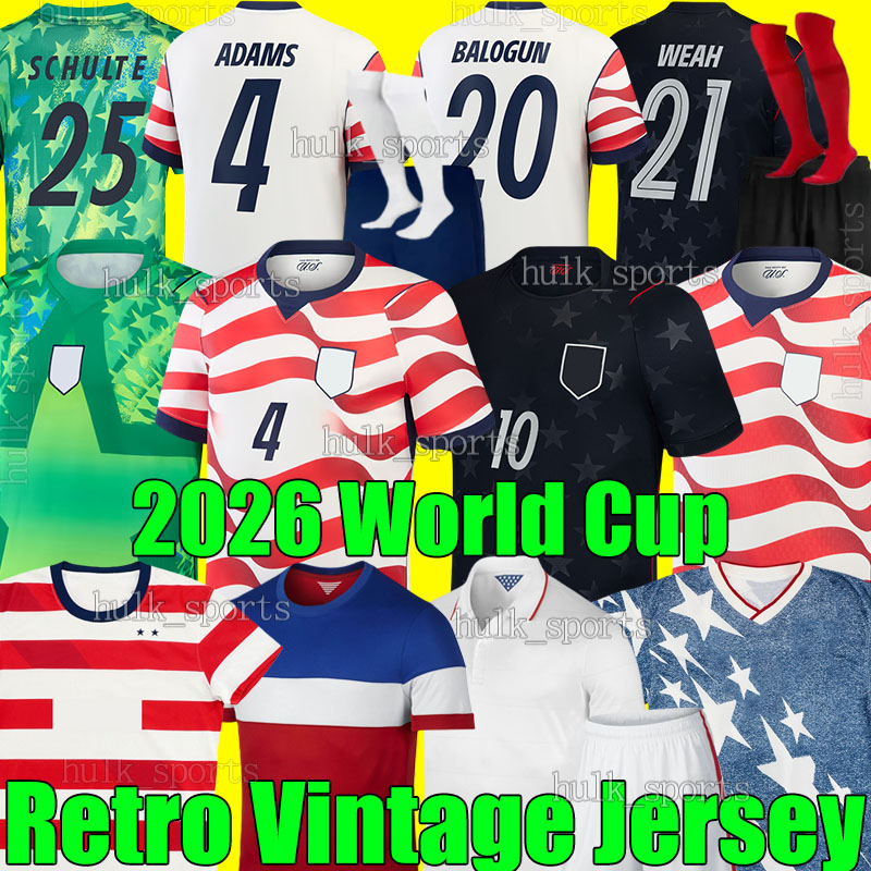 4XL USAs Retro Soccer Jerseys 2026 United States BALOGUN ADAMS PULISIC REYNA McKENZIE WEAN PEPI WRIGHT ARFSTEN MOORE LALAS 1994 1995 Classic Vintage football shirt
