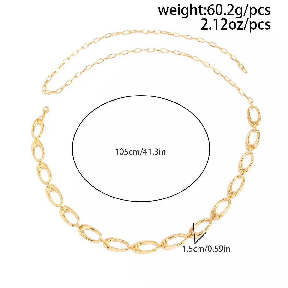 Salircon Simple Punk Hollow Out Oval Waist Chain for Women Trendy Geometry Metal Chain Belt Belly Belt Body Party Jewelry 2026 H260316 - view 5