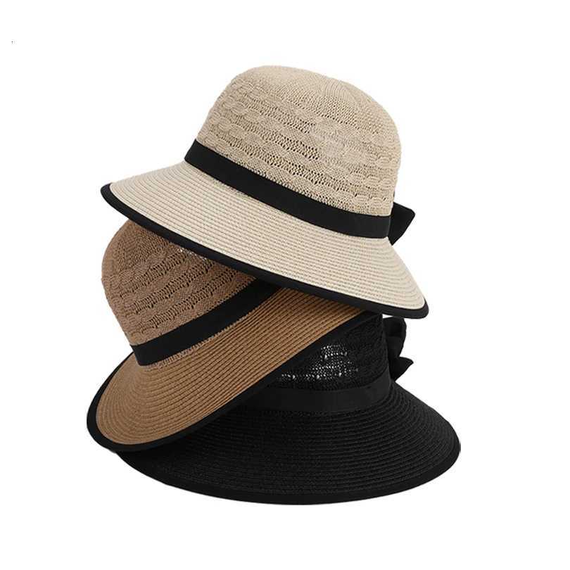 8484Summer hat girls versatile bow-tied ponytail hole large eaves straw hat outdoor outing sun hat H260317 - view 4