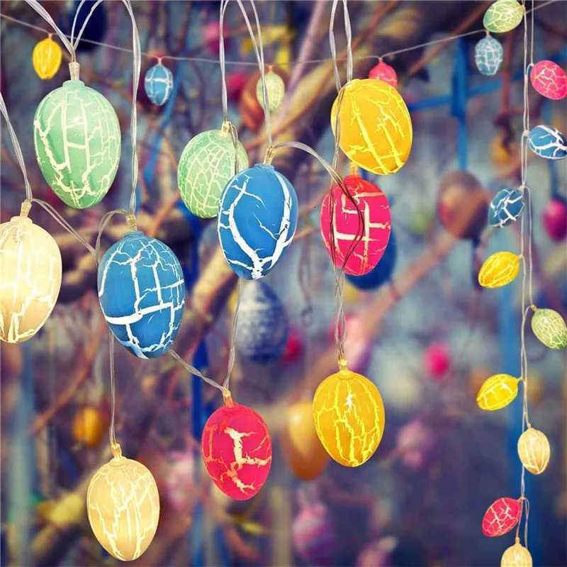 15M/10LED Easter Egg Crackle String Lights Hanging Chandelier for Bedroom Party Ambience Decoration Colorful Lighting H260316