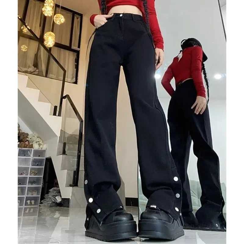 Ins High Street s High Waist Jeans Female Classic Retro Straight Leg Denim Trousers Lady Korean Casual Daily Pants M260317