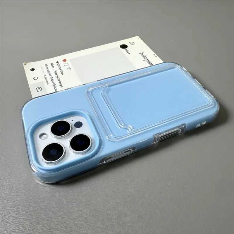 Luxury Clear Card Slot Holder Phone Case for iPhone 16 15 14 11 13 12 Pro Max Wallet 2 in1 Soft Protector Shockproof Candy Cover C260314