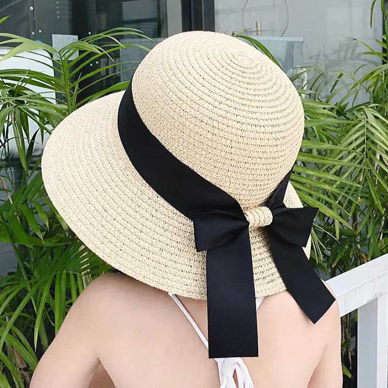 New Summer Parent-Child Straw Cap Women Flower Wreath Bowknot Bucket Hat Girls Outdoor Beach Travel Sunshade Sun Caps H260317 - view 6