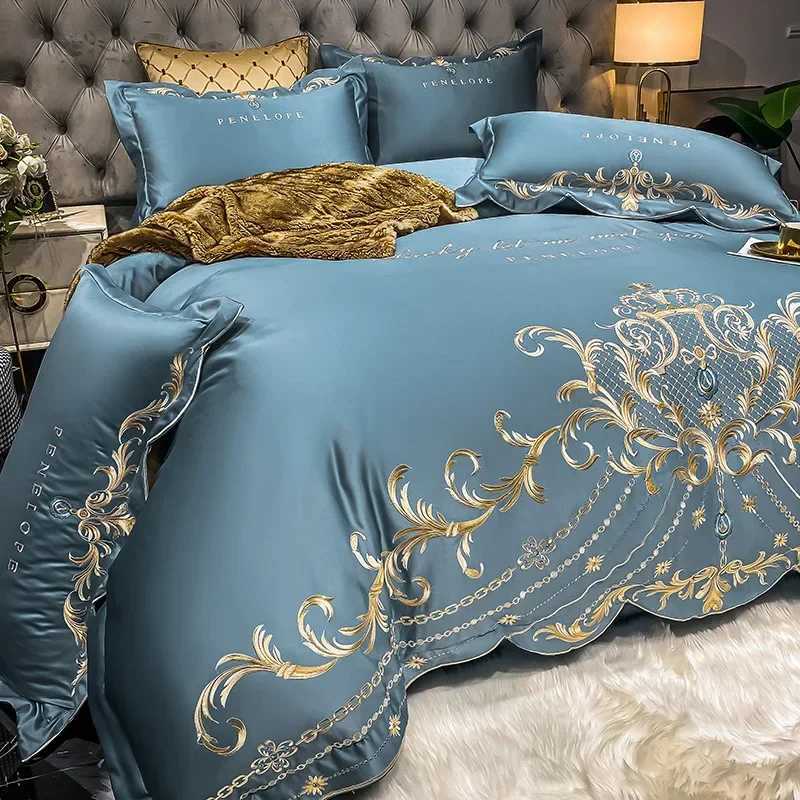 European-Style Bed Sheet Four-Piece Set 100 Cotton High-End Atmospheric Ice Silk Quilt Cover Pure Cotton Bedding D260317