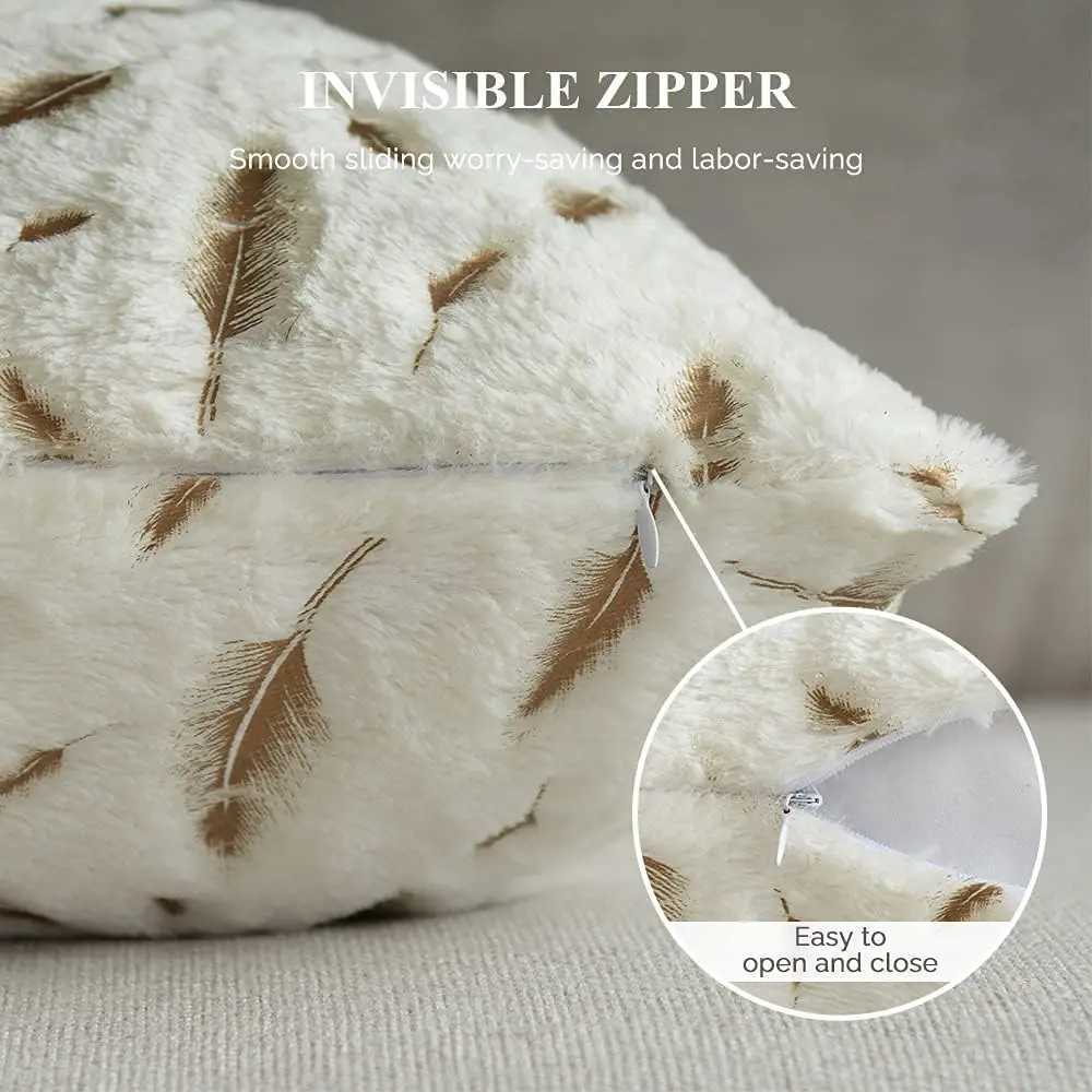 Gold Feather Pillow Covers Decorative Pillows for Sofa Car Plush Christmas Throw Pillows Cover Nordic Cushion Cover 45x45 Velvet D260317