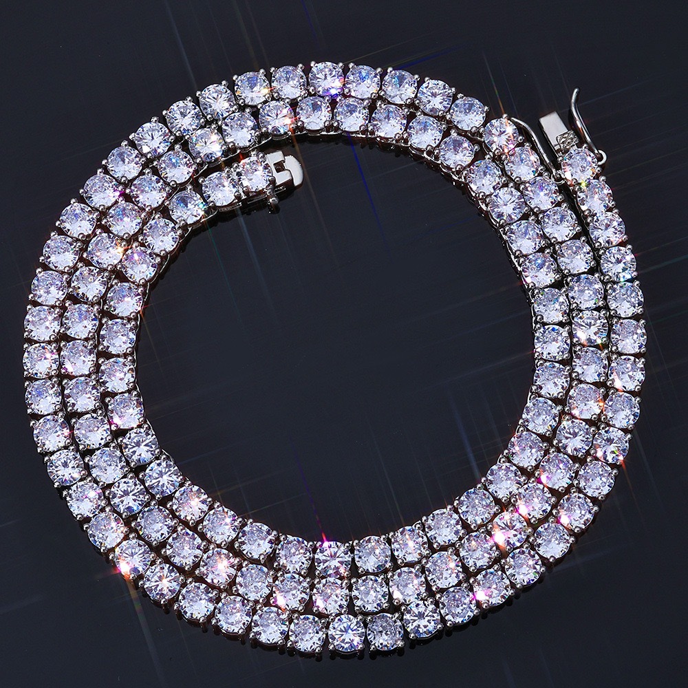 Custom 3mm 4mm 5mm 6mm 26 Inch 28 Inch Large Size Tennis Necklace Hip Hop Moissanite Necklace S925 Silver Tennis Chain VVS MoissTennis Chain Fashion J