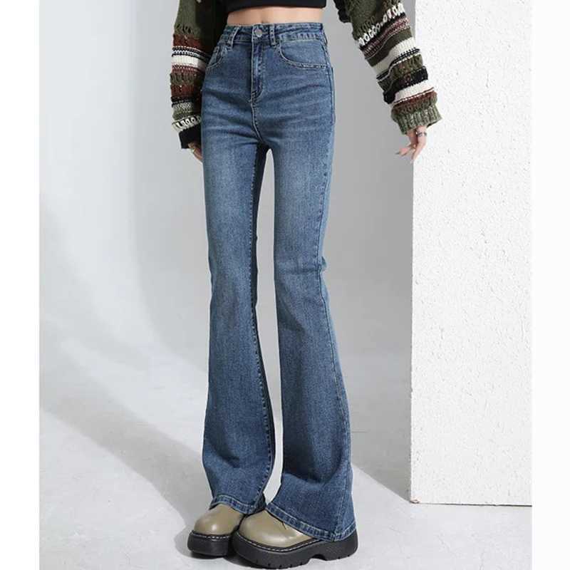 Women Straight Leg Thin Flared Jeans Lady Korean Fashion High Waist Denim Pants Female Casual Retro Designer Trousers M260317