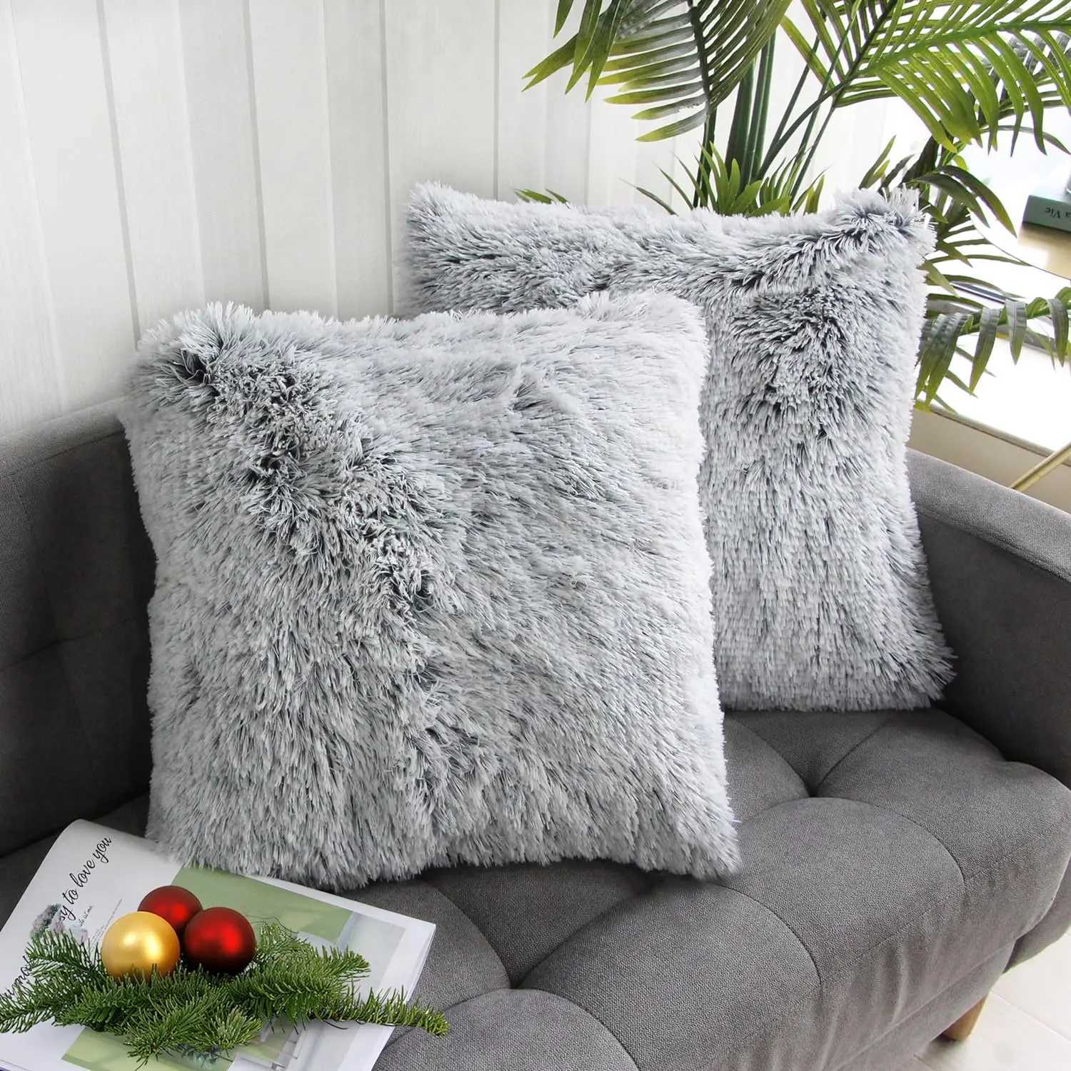 Luxury Faux Fur Throw Pillow Cover Super Soft Cushion Case for Sofa Bed Living Room Fluffy Cushion Cover 45x45 CM Home Decro D260317