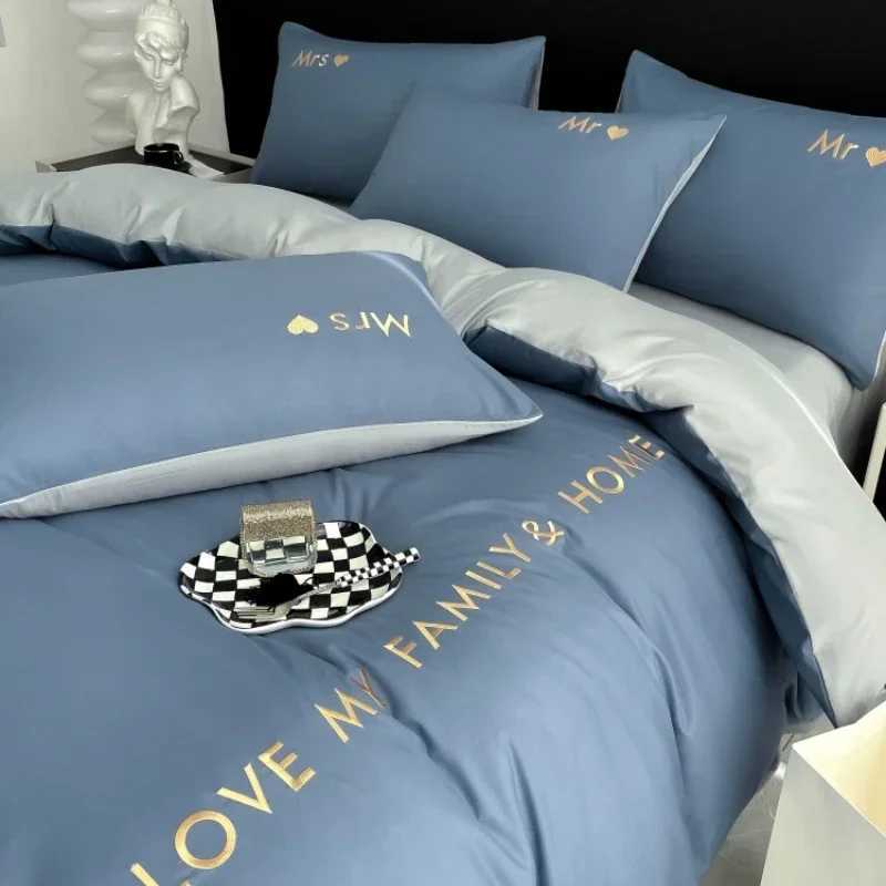 Nordic Luxury Egyptian Cotton Bedding Set King Queen Double Twin Size with Sheet Duvet Cover Pillowcases 1/2 People Bed Linens D260317