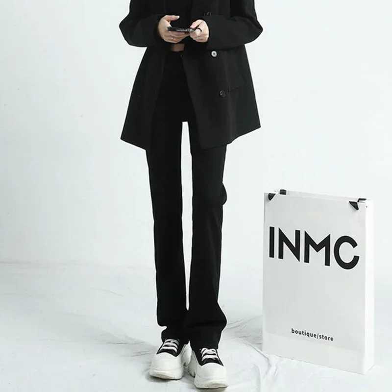 Woman High Waist Vintage Streetwear Wide Leg Jeans Female Designer Straight Leg Pants s Fashion Wild Black Denim Trousers M260317