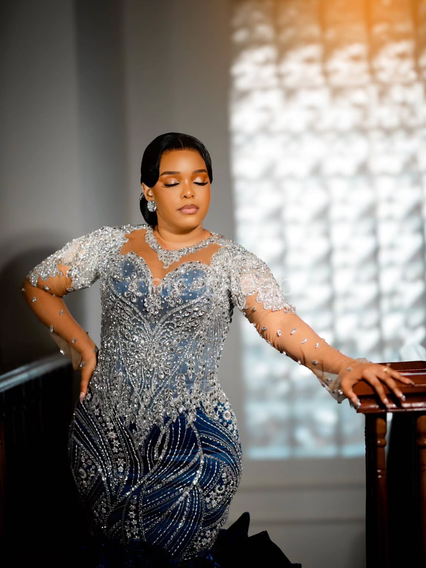 2K26 Dark Navy Prom Dress 2026 Mermaid Prom Dress Crystals Appliques Organza Tiers Evening Dresses Birthday Party Formal Receiption Gowns Dresses ZJ06