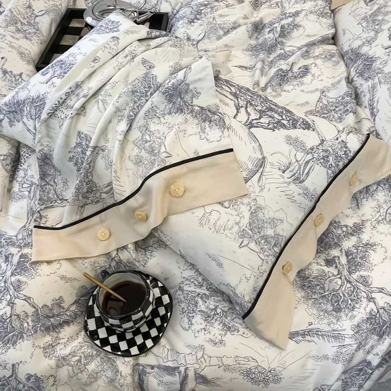 New style high quality bed quilt cover 4Pcs set for queen size summer pattern universal for all seasons D260317