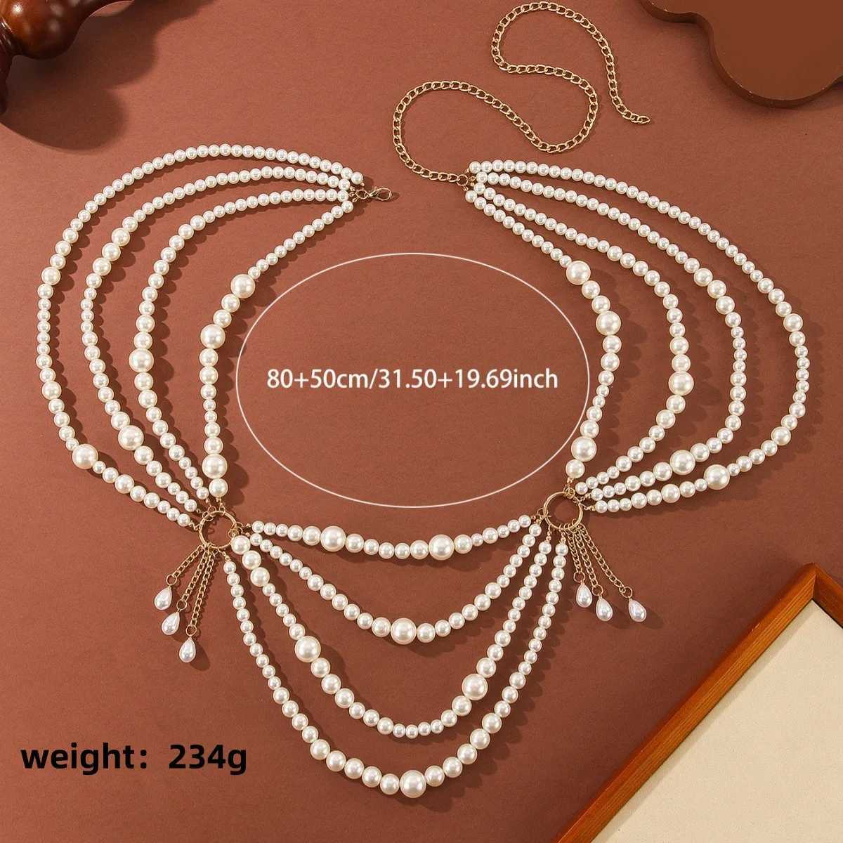 New Fashion Body Jewelry Stylish Elegant Multilayer Imitation Pearl Waist Chain Belt For Women Character Playing Accessories H260316 - view 5