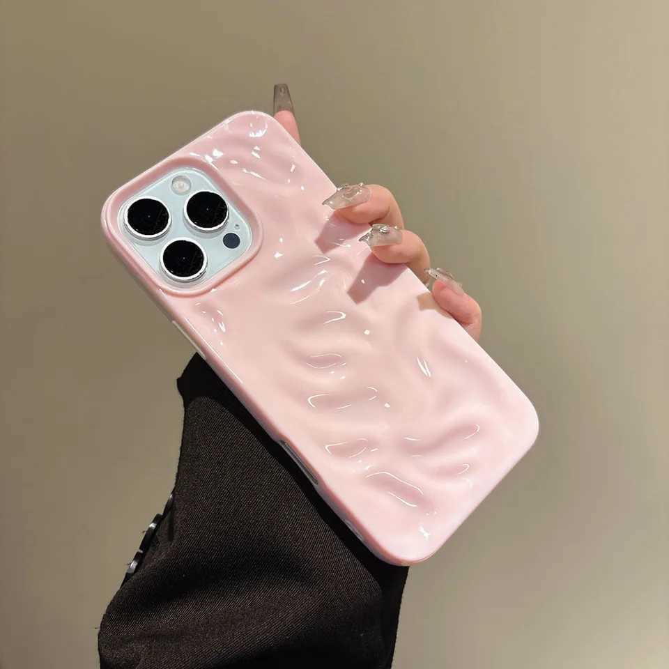 Luxury Fold Pattern Texture Wave Soft Silicone Phone Case for iPhone 16 15 14 13 12 11 Pro Max Candy Shockproof Bumper Cover C260314