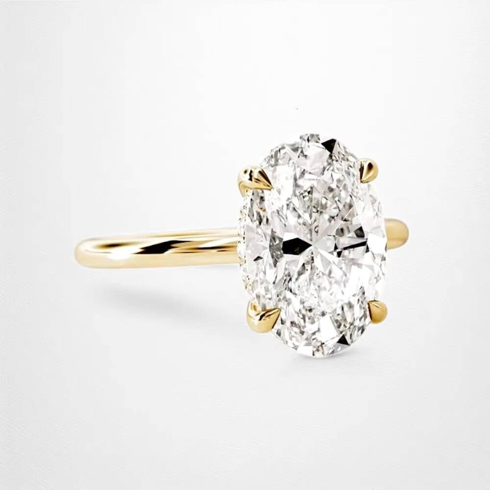 Classic Oval Cut 45CT Prog Setting Engagement Moissanite Ring Jewelry S925 Sterling Silver Moissanite Ring