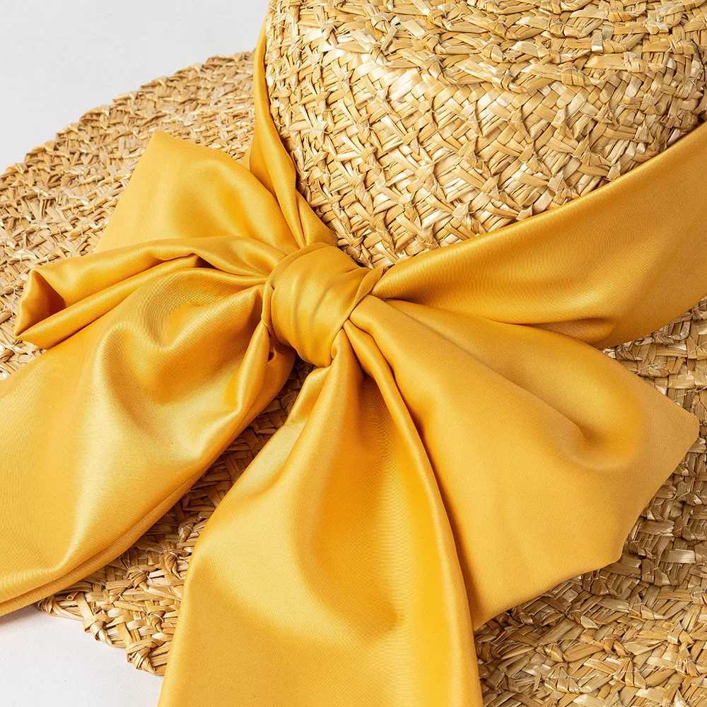 Spring Summer Fashion Hand-woven Petal Straw Hat with Big Brim and Big Bow for Ladies Beach Outdoor Sun Hat H260317 - view 7