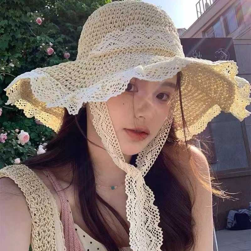 Women Sun Hat Wide Large Brim Beach Hats Womens Summer Straw Hat Foldable Sun Hat Chapeau Femme Beach UV Protection Cap H260317 - view 4