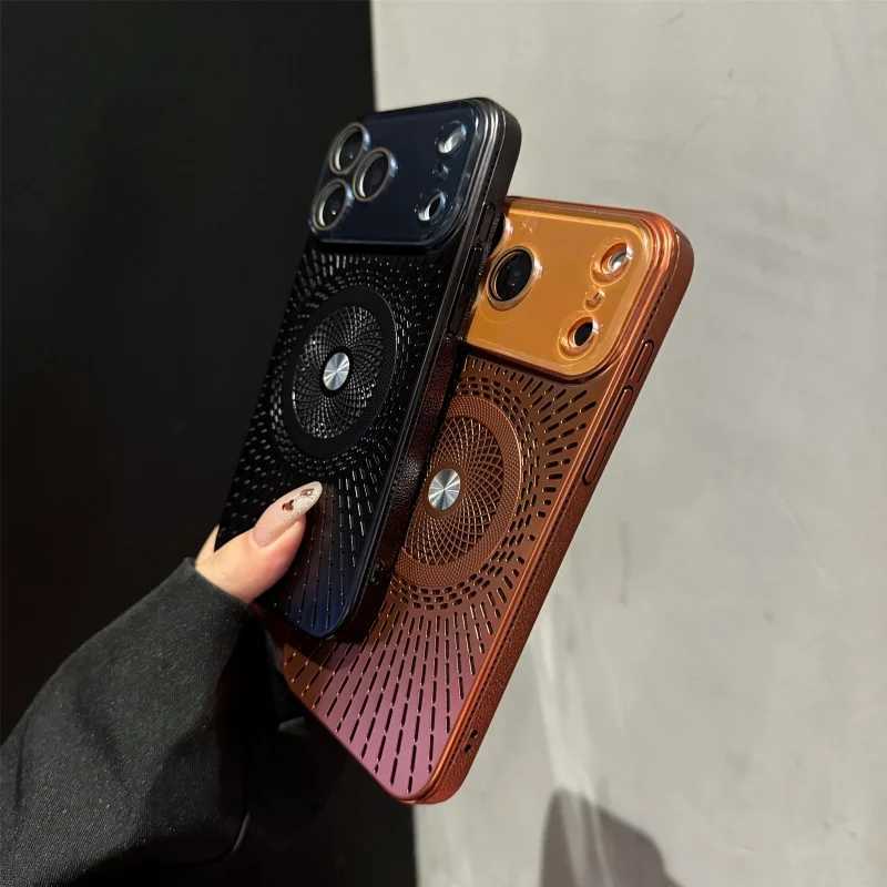 For Luxury Heat Dissipation Magnetic Phone Case For iPhone 12 13 14 15 16 Plus 17 Air PC Bumper Lens On 16 Pro Max Cover C260314