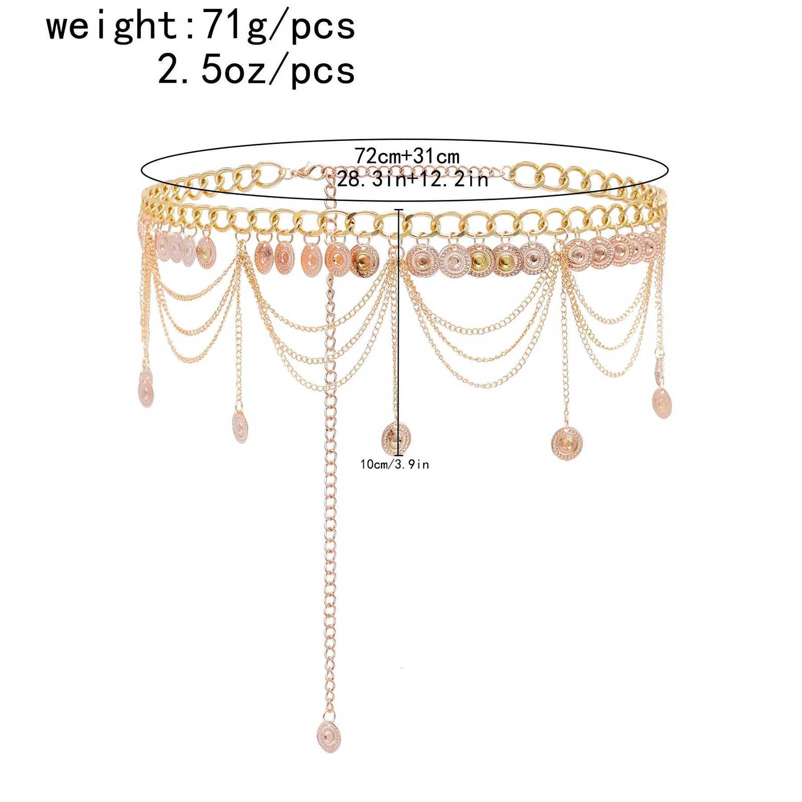 New Bohemian Ethnic Style Retro Alloy Coin Tassel Belly Chains Body Jewelry Gold Plated Womens Waist Chain Belt H260316 - view 6