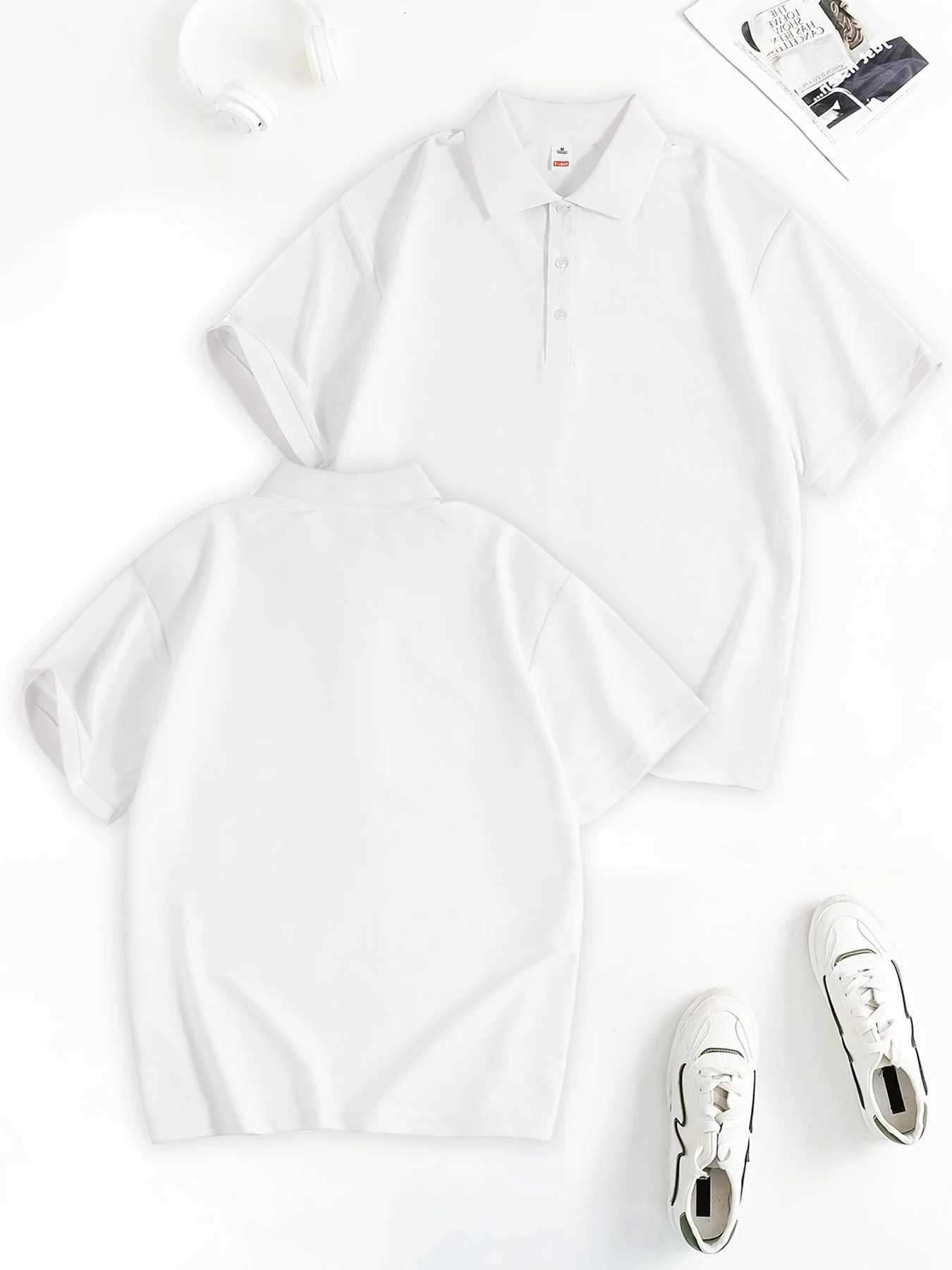 Summer Basics Solid Comfy Men Tee Shirts Street Business Shirt Button Soft Sports Clothes Casual Classic Short SLeeve Top M260317