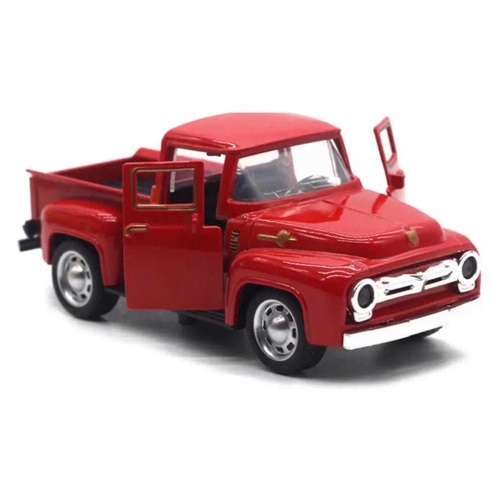1/32 Red Metal Truck Toy Vintage Red Mini Desktop Decoration Kids Childrens Christmas New Year Toy Gifts Home Office Decoration D260317