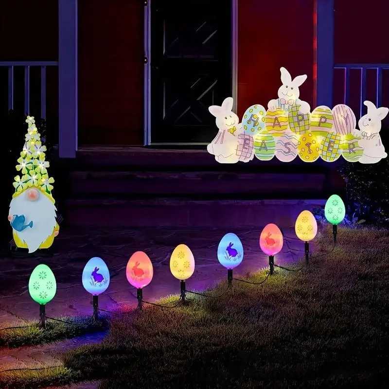Solar Egg Pathway Lights for Outdoor Easter Decor Waterproof Glow Easter Eggs Exterior Porch Lawn Yard Garden Lighting H260316