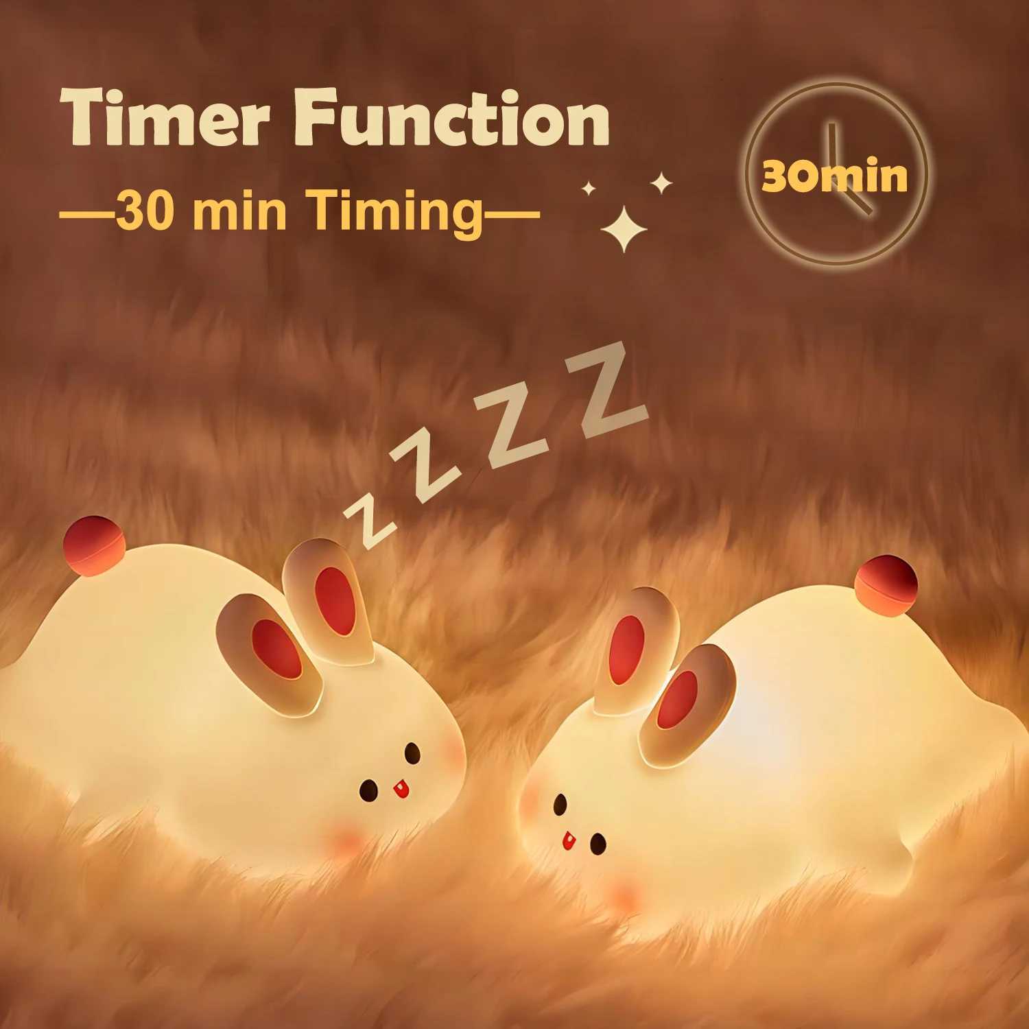 LED Night Light cute Rabbit Animal Cartoon Silicone Lamp Dimmable USB Rechargeable For Children kids bedroom gift Sleeping light H260316