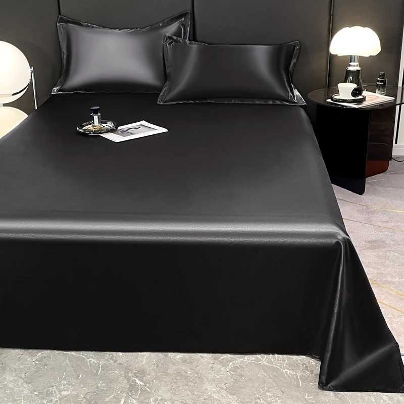 Luxury Satin Flat Sheet Solid Color Bedsheet Soft Comfortable Single Double Twin King Size Bedding 230x250cm/180x230cm D260317