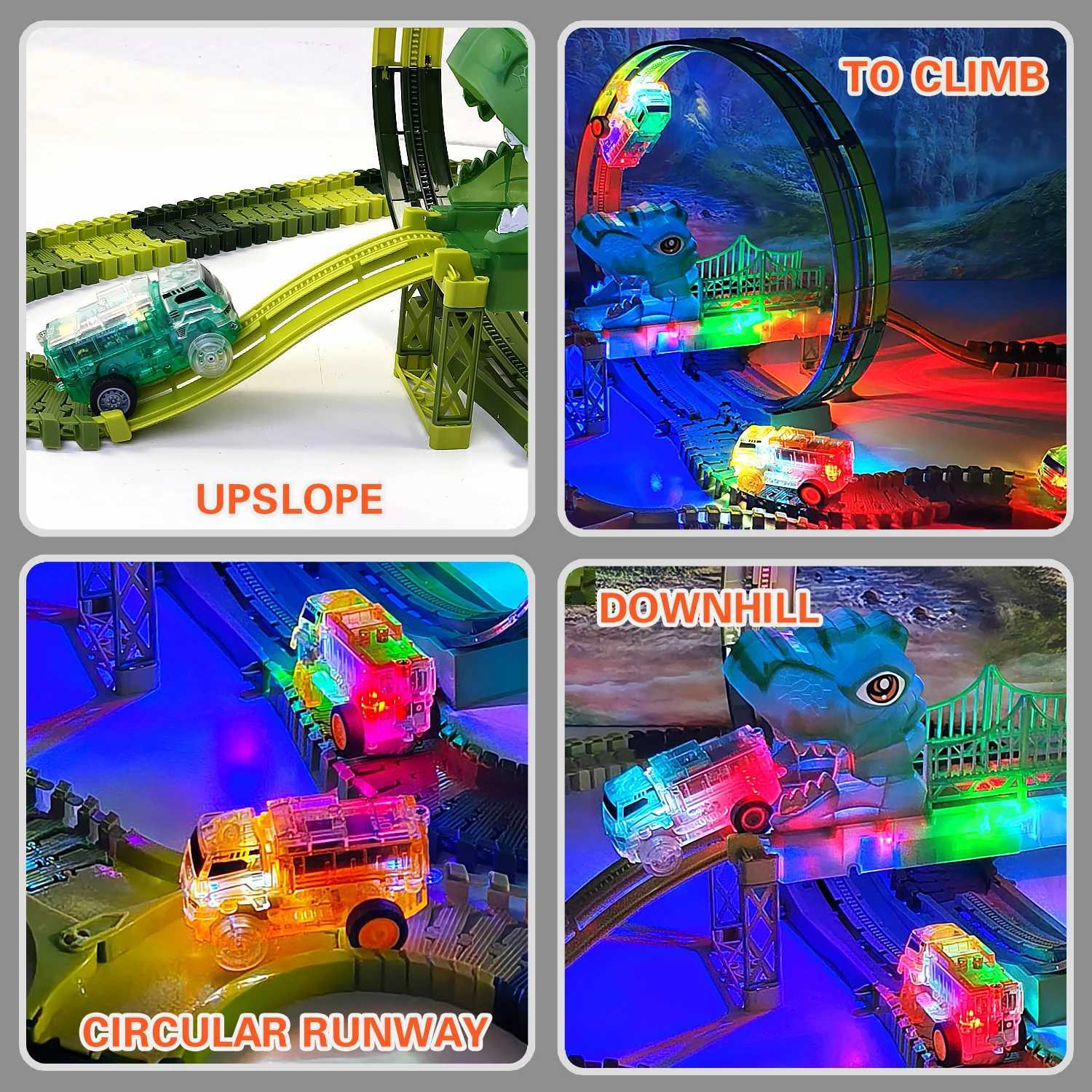 Tracks Cars Compatible Glow in the Dark LED Flashing Light Toy Cars Set for Most Race Tracks - Light up Cars for Kids Y260316