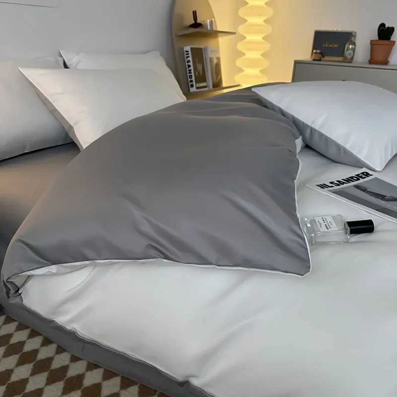 Summer 2025 Solid Color Cool Bed Sheet Set Ab Double-Sided Skin Friendly Nude Sleeping Bed 4-Piece Set 15/18/20M Bedding D260317