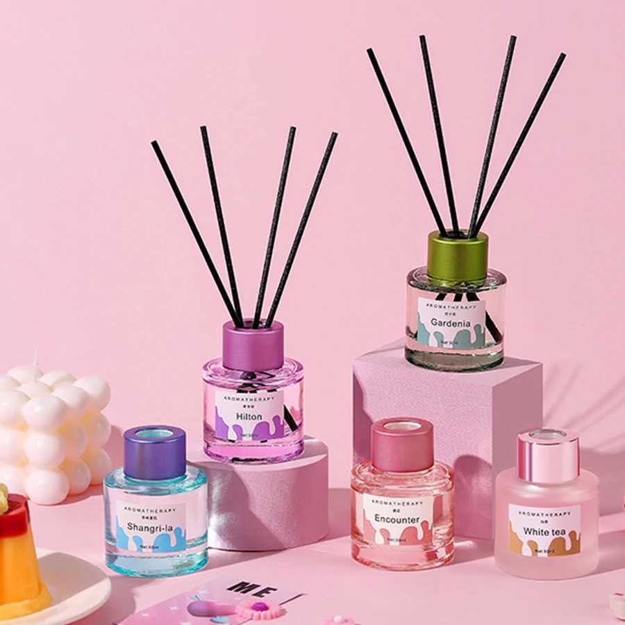 Macaron Color 50ml Reed Diffuser Sets Hotel Bathroom Rattan Sticks Aromatherapy Diffuser Air Freshener Plant Home Fragrance Oil D260317