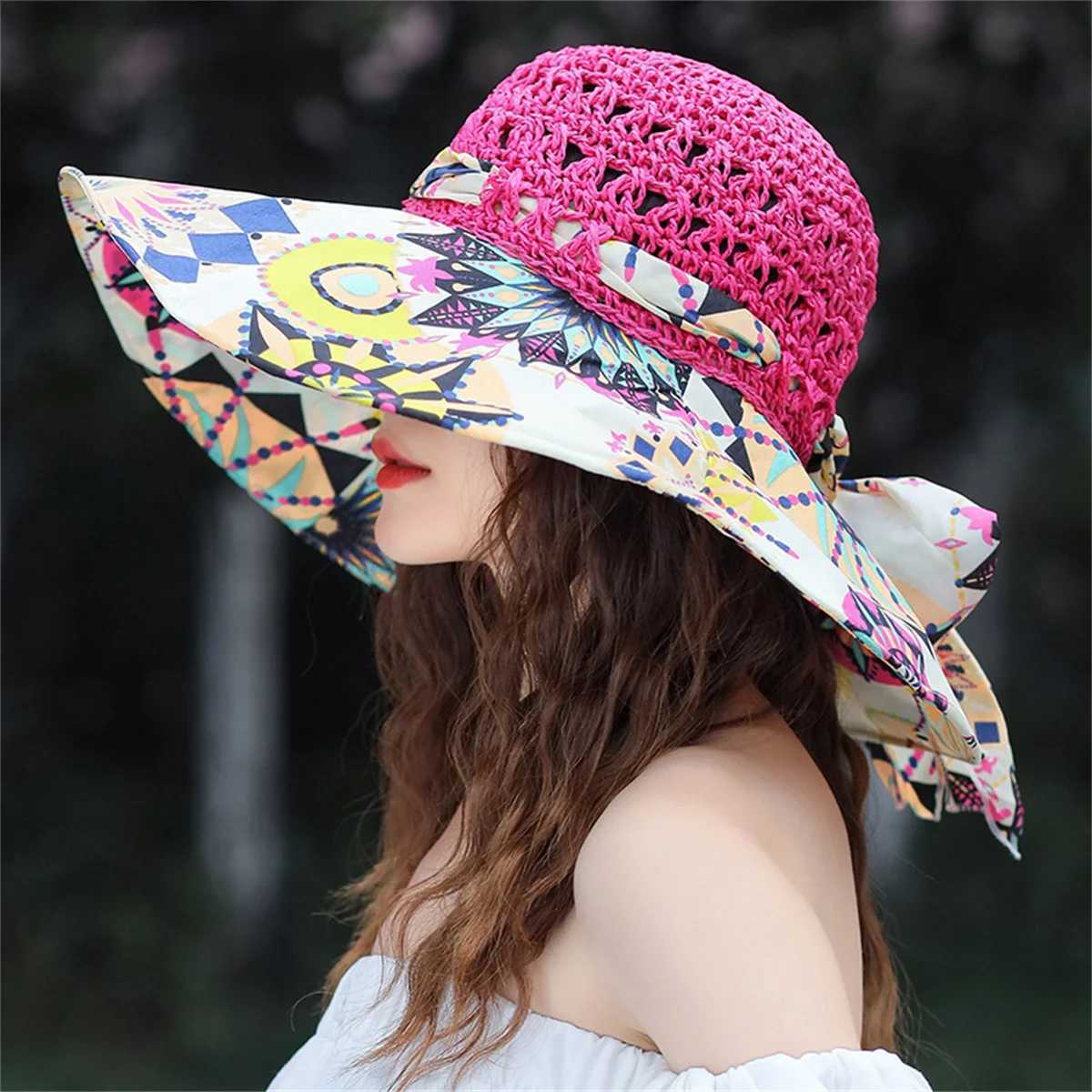 New style womens straw hat sun protection wide brim Korean style perfect for beach and seaside outings perfect for sun pro H260317 - view 4