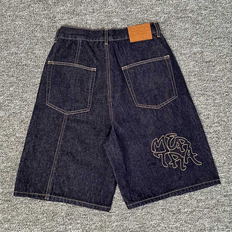 Men Women Vintage Dark Blue Jeans Brches Casual Simple Classic Embroidered Patchwork Mertra Denim Shorts X260316