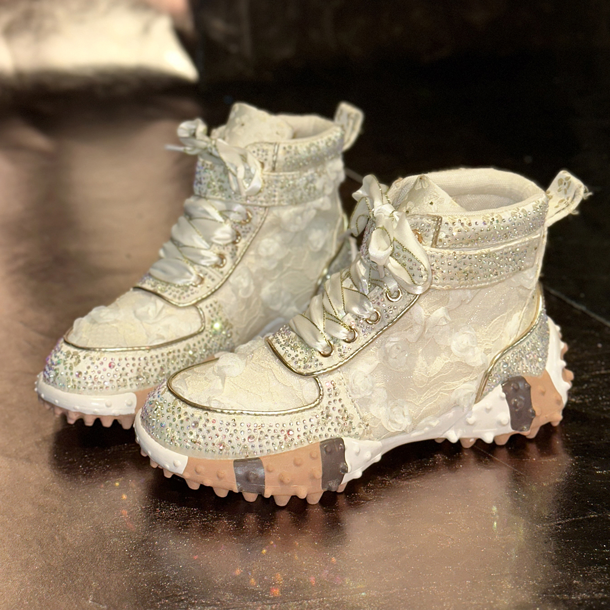 Fashion Luxury Womens Shoes Velcro Strap Women's Height Enhancement Sneakers Shining Water Diamond Vulcanized Shoes Designer Casual Sneakers Zapa