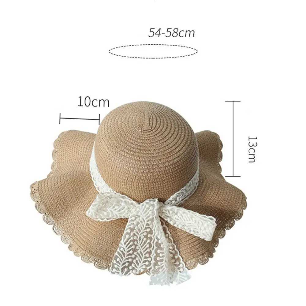 New Straw Sun Hat Bow Ribbons UV Protection Beach Hat Portable Wide Brim Straw Cap Women Lace Bow Hat with Sun Visorforthe Beach H260317 - view 5