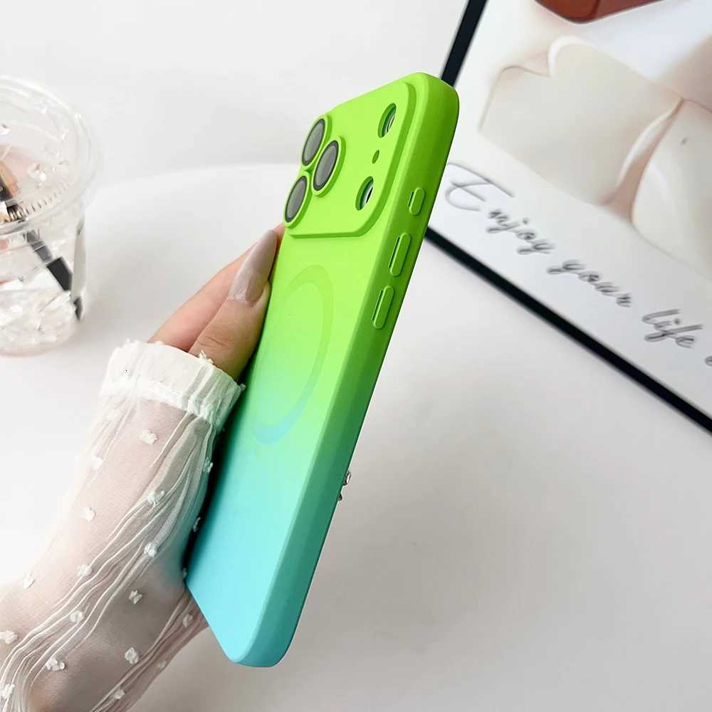 Gradient fine hole lens film magnetic silicone phone case for iPhone 17 16 15 14 13 12 11 Pro Max Air charging soft case C260314