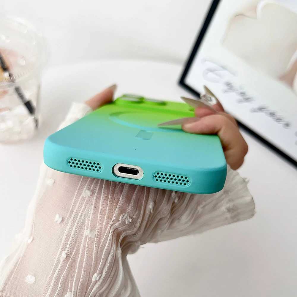 Gradient fine hole lens film magnetic silicone phone case for iPhone 17 16 15 14 13 12 11 Pro Max Air charging soft case C260314