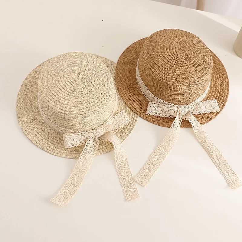 Cute Bow Streamer Girls Straw Hat Spring Summer Breathable Sunshade Kids Sun Hat Outdoor Travel UV Protection Children Panama H260317 - view 5