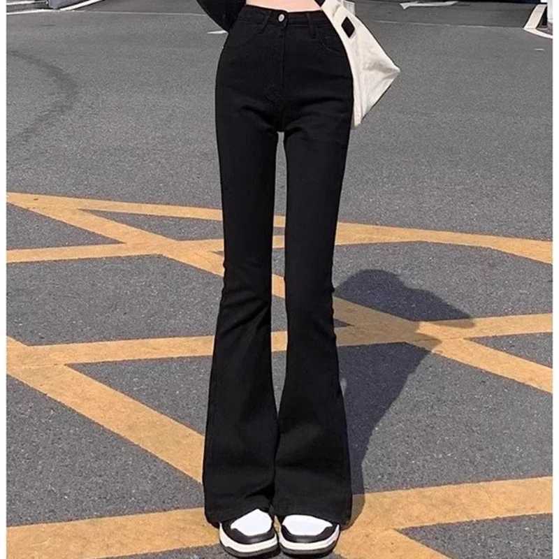 2026 Lady High Waist Thin Bell Bottom Jeans s Classic Fashion Denim Pants Hot Sale Female Solid Casual Trousers M260317