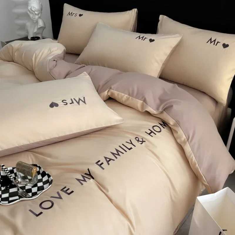 Nordic Luxury Egyptian Cotton Bedding Set King Queen Double Twin Size with Sheet Duvet Cover Pillowcases 1/2 People Bed Linens D260317