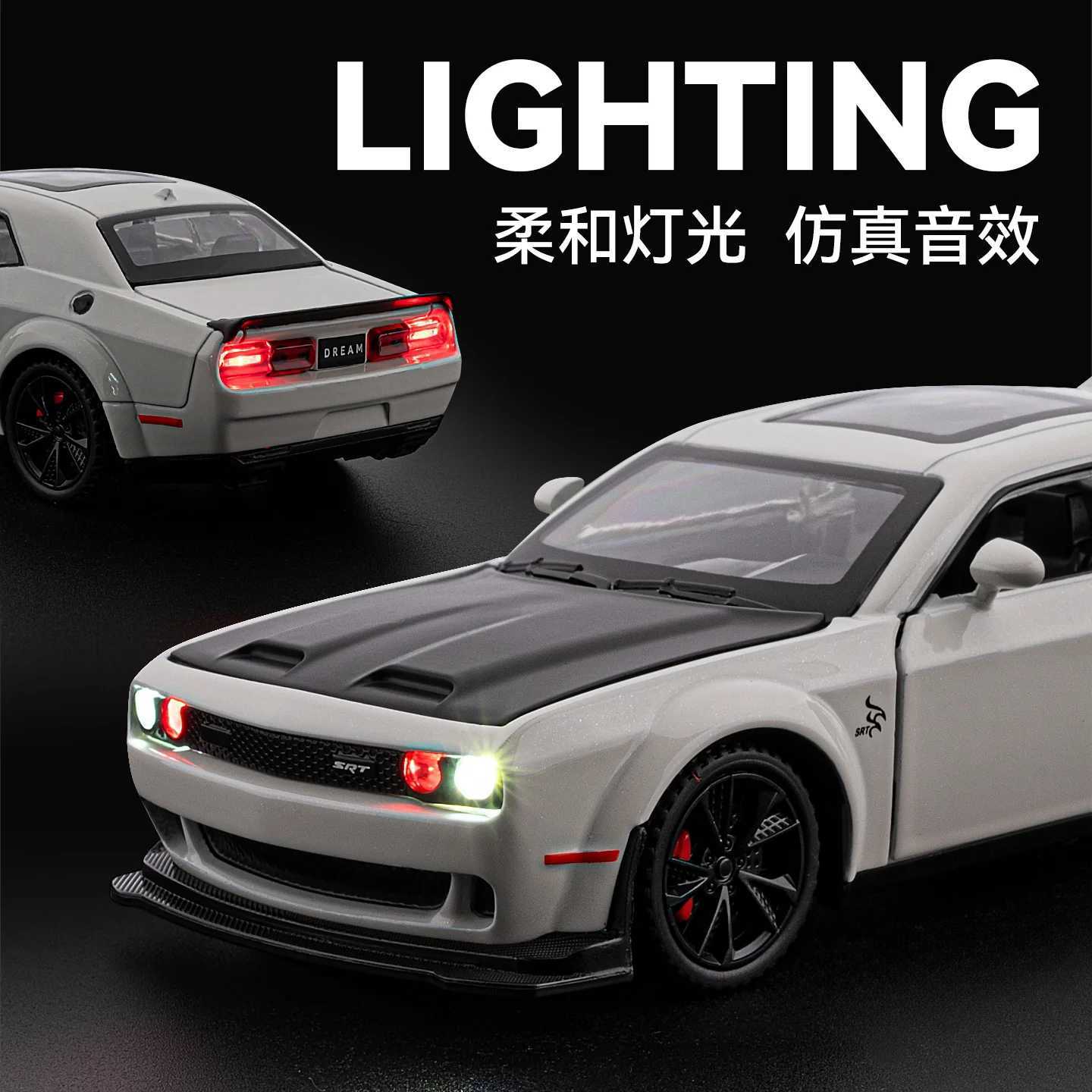132 Dodge Challenger Hellcat Redeye Alloy Metal Diecast Model Car Desktop Display Collectible Ornament Holiday Present For Boy D260317