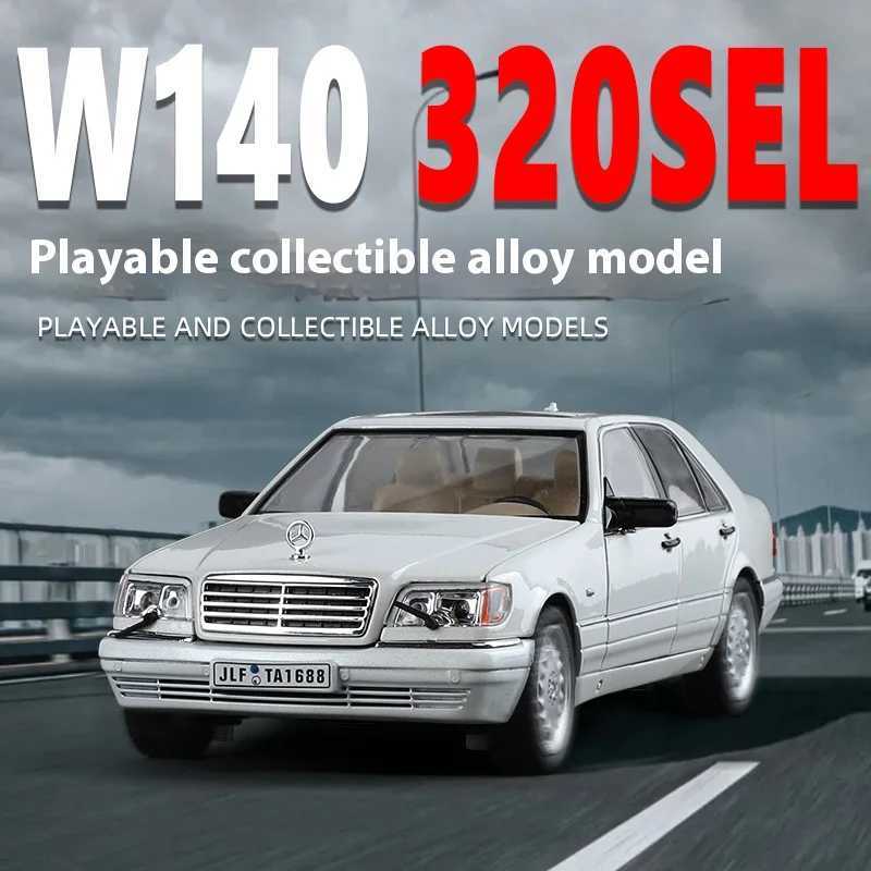 1/24 Alloy W140 320SEL Classic Limousine Alloy Diecast Model Car Sound light Desktop Decoration Gift For Friend Present D260317