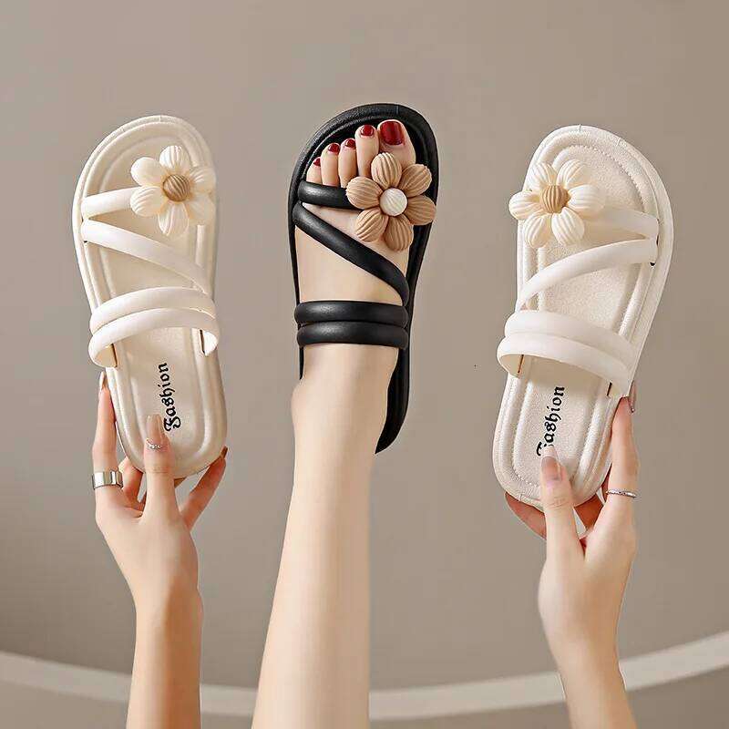 Women's Sandals,Summer Woman Orthopedic Comfy Premium Round Toe Sandals Hollow Out Hook-And-Loop Design,Flat house slippers for women Shoes Sanda