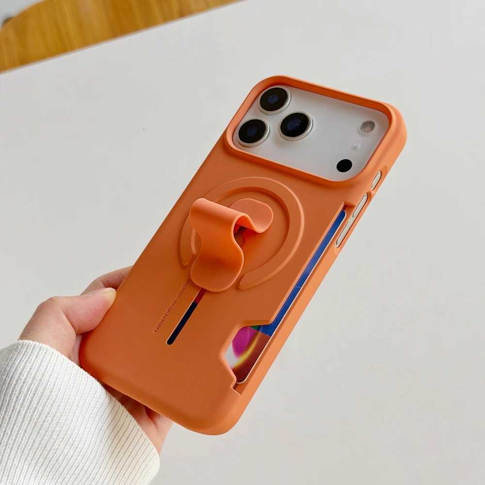 Skin feel Card Slot Shockproof Case For iPhone 17 16 15 14 Pro Max 13 Silicone Grip Holder For Magnetic Cover C260314
