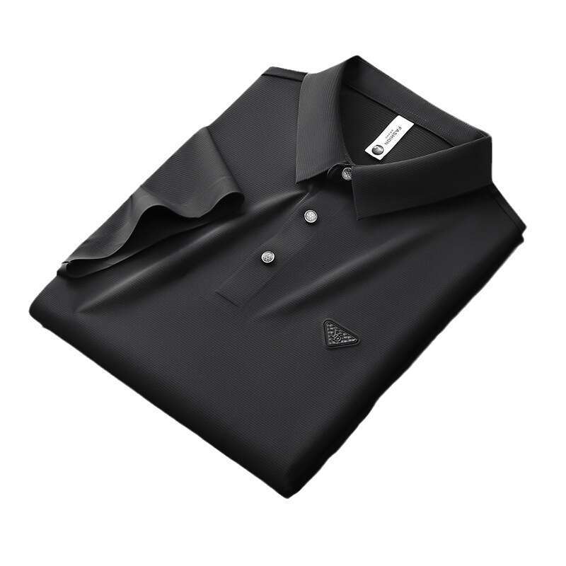 Seamless Adhesive Short Sleeve Shirt For Men Casual Summer Thin Non-Iron Stretch Men's T-Shirt High-End Feel