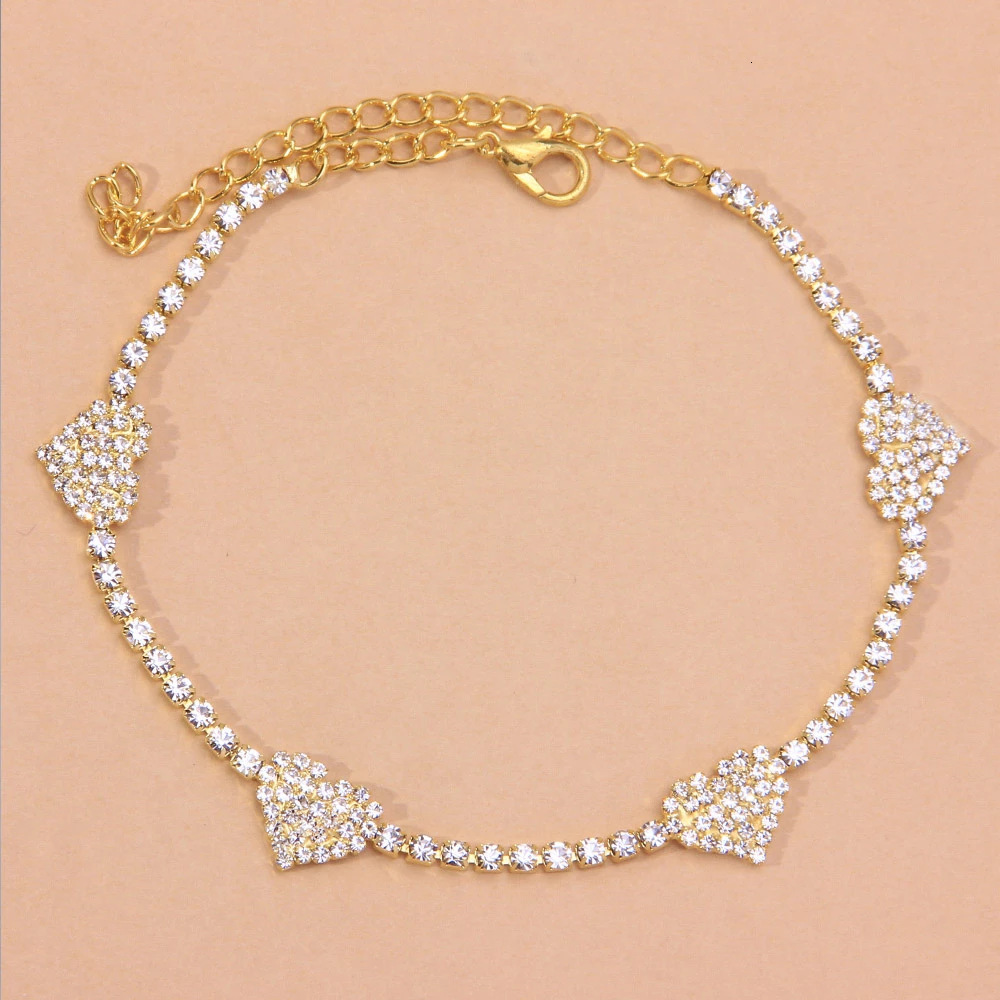 Popular Fashion With Full Rhinestones, European American Beach Jewelry For Women, Versatile And Shiny Rhinestone Anklet