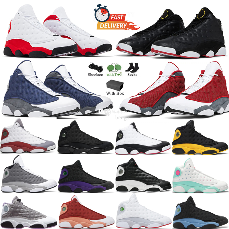 Men Basketball Shoes For Mens Women 13 13s Playoff Black Cat Flint Bred Blue Grey Red Hyper Royal Green Lakers Rivals Sports Sneaker Trainers